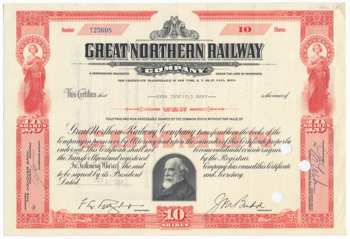 Great Northern Railway Company Stock Certificate