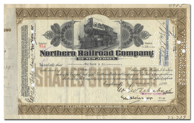 Northern Railroad Company of New Jersey Stock Certificate