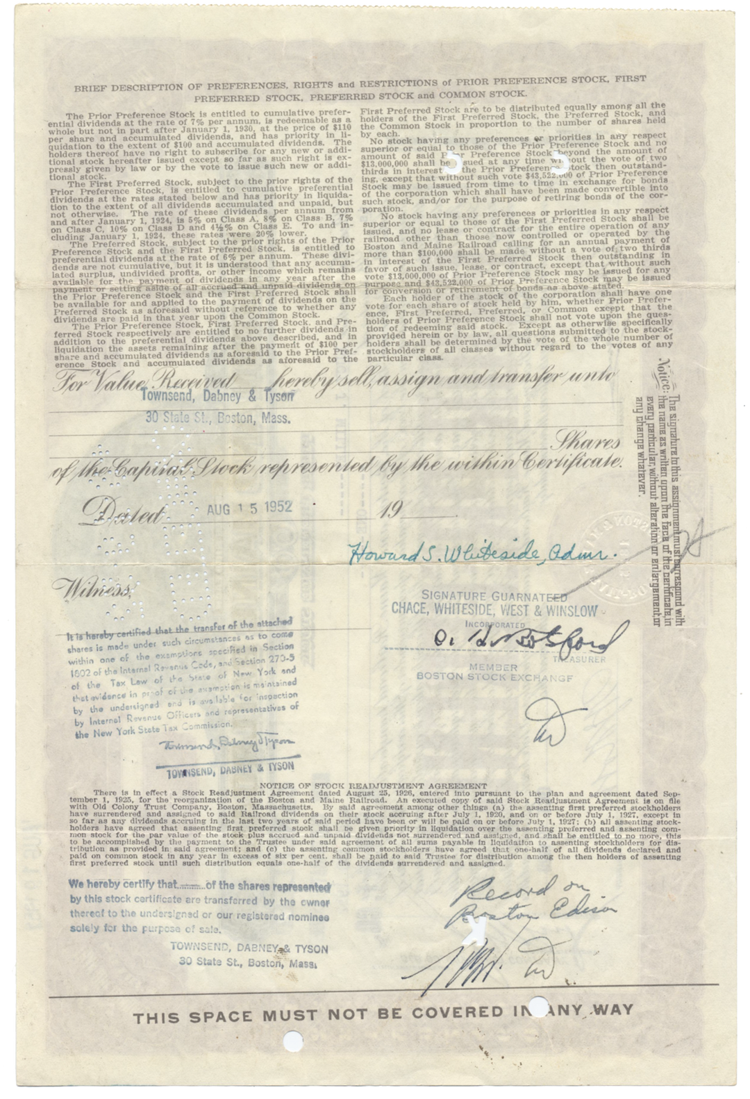 Boston and Maine Railroad Stock Certificate