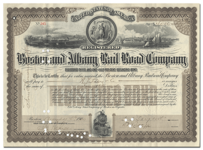 Boston and Albany Rail Road Company Bond Certificate