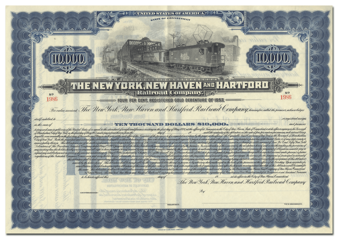 New York, New Haven and Hartford Railroad Company Bond Certificate