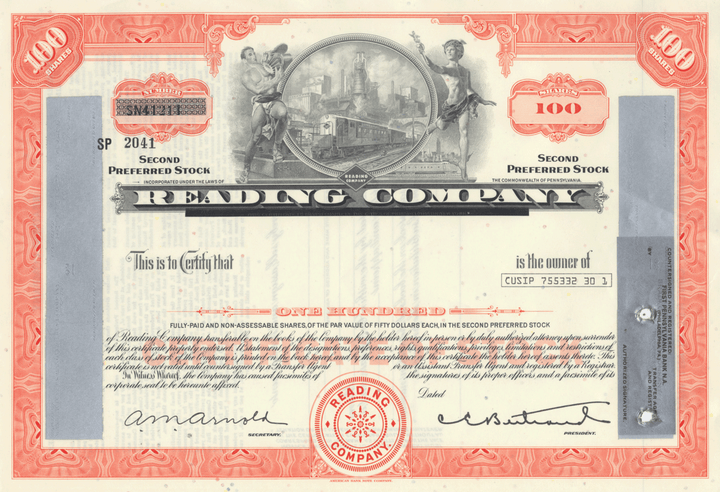 Reading Company Stock Certificate