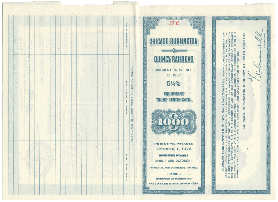 Chicago, Burlington and Quincy Railroad Company Bond Certificate