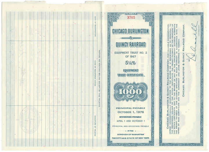 Chicago, Burlington and Quincy Railroad Company Bond Certificate