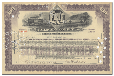 Erie Railroad Company Stock Certificate