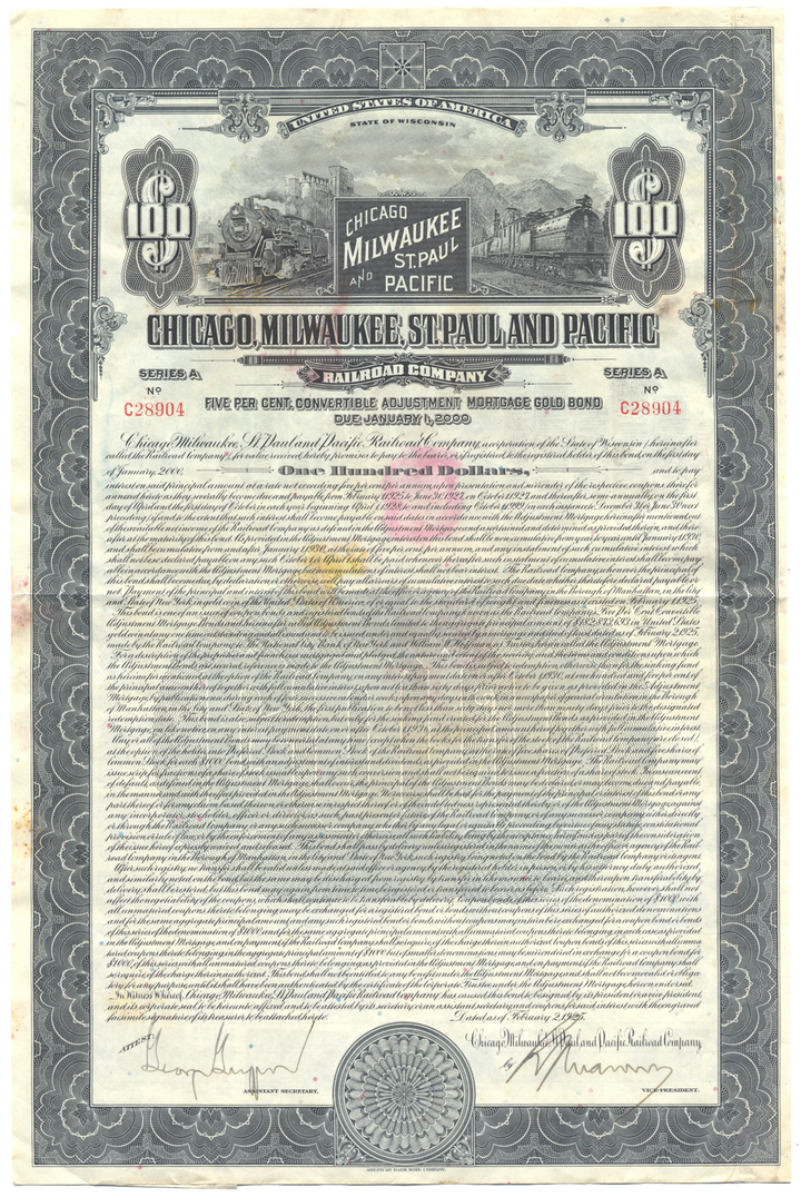 Chicago, Milwaukee, St. Paul and Pacific Railroad Company Bond Certificate