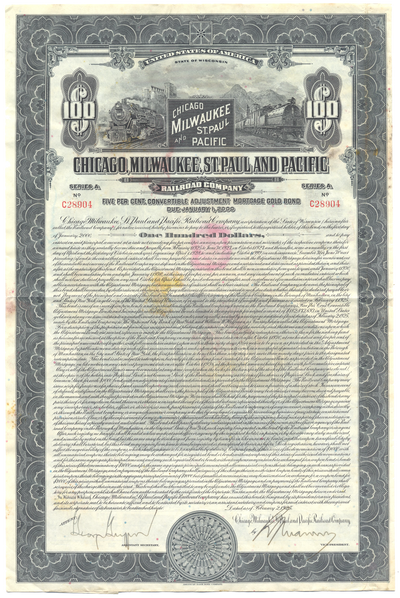 Chicago, Milwaukee, St. Paul and Pacific Railroad Company Bond Certificate