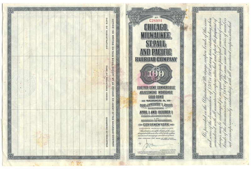 Chicago, Milwaukee, St. Paul and Pacific Railroad Company Bond Certificate