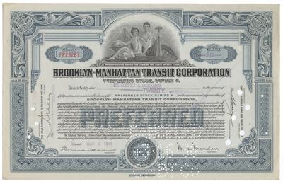 Brooklyn-Manhattan Transit Corporation Stock Certificate