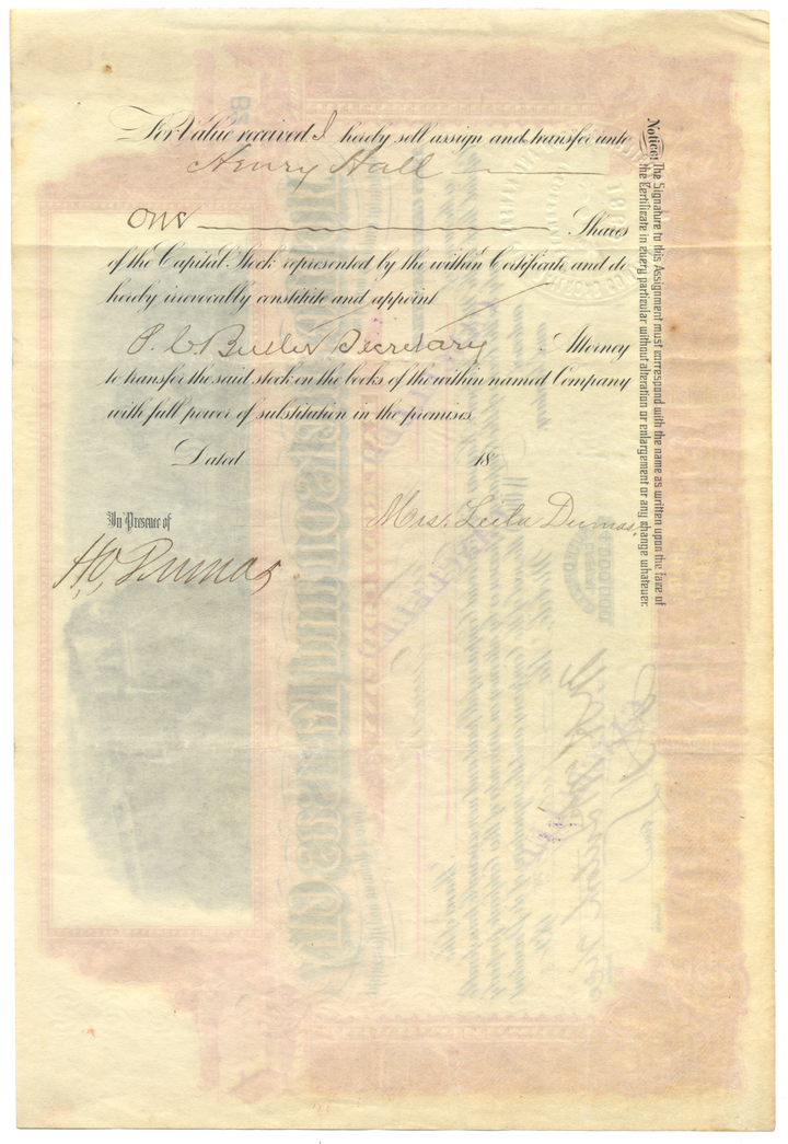 Mobile, Jackson and Kansas City Railroad Company Stock Certificate