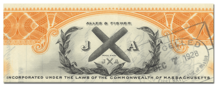 Alles & Fisher, Inc. Stock Certificate