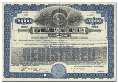 New Orleans and Northeastern Railroad Company Bond Certificate