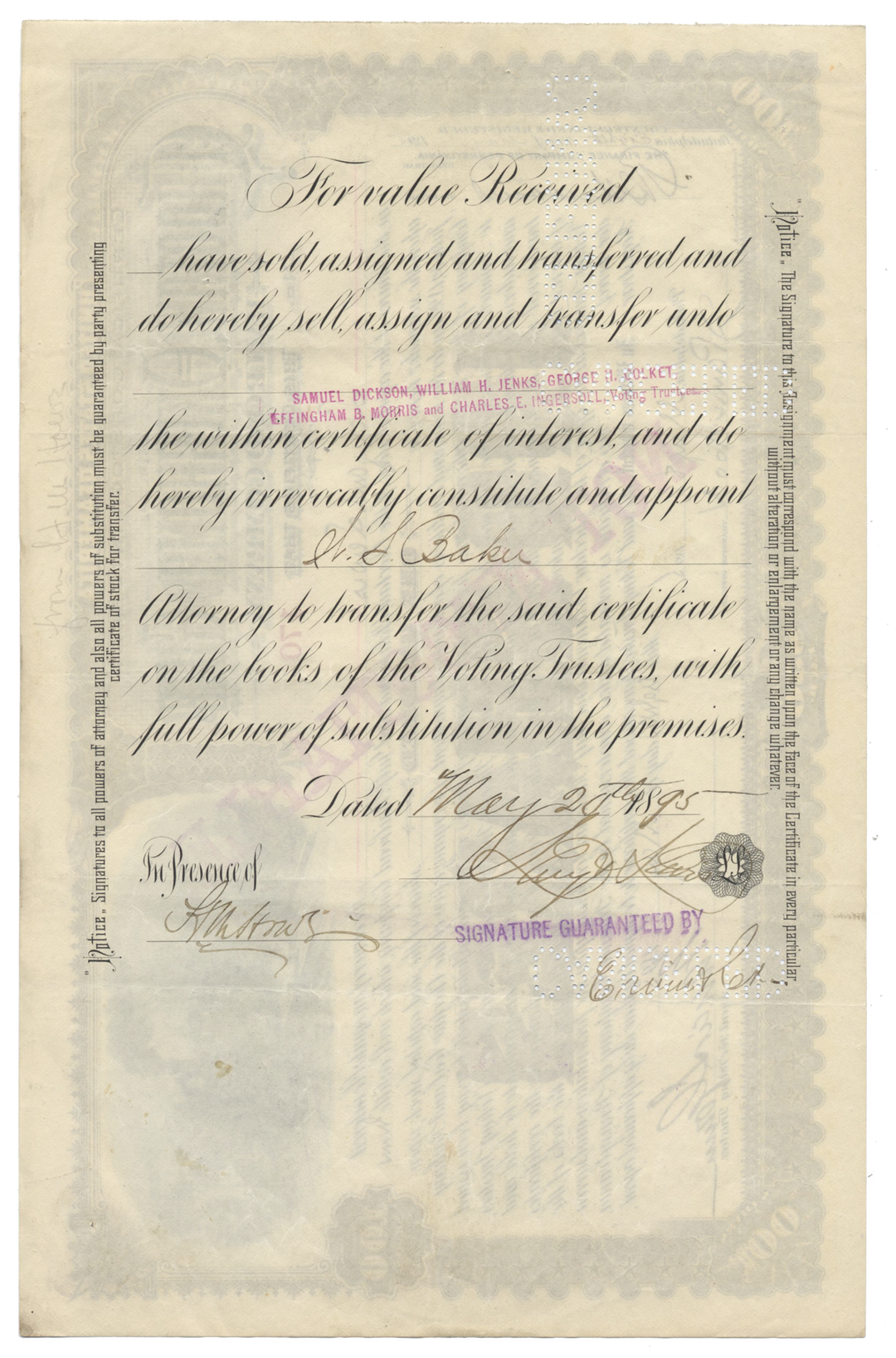 Choctaw, Oklahoma and Gulf Railroad Company Stock Certificate