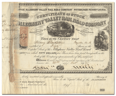 Allegheny Valley Railroad Company Stock Certificate