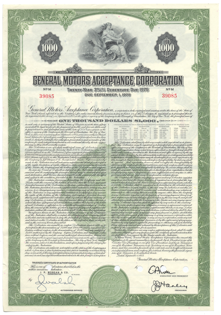 General Motors Acceptance Corporation Bond Certificate