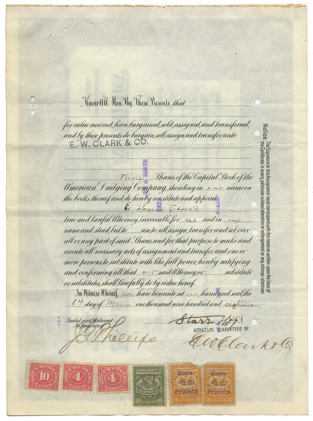 American Dredging Company Stock Certificate