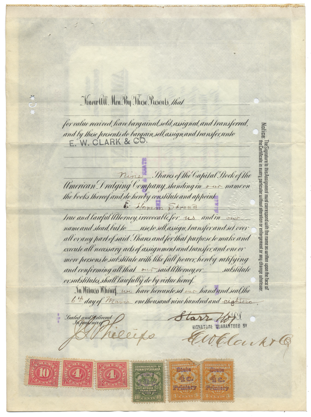 American Dredging Company Stock Certificate