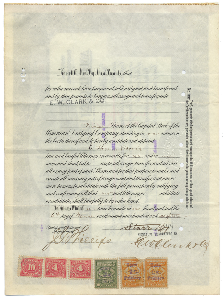 American Dredging Company Stock Certificate