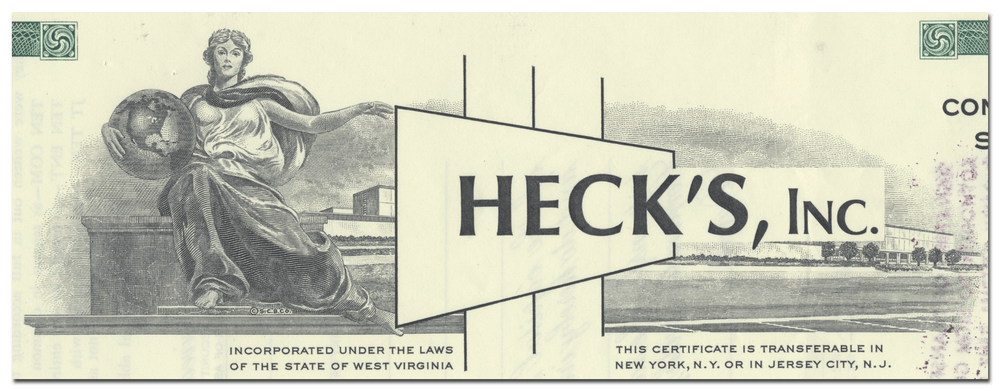 Heck's, Inc. Stock Certificate