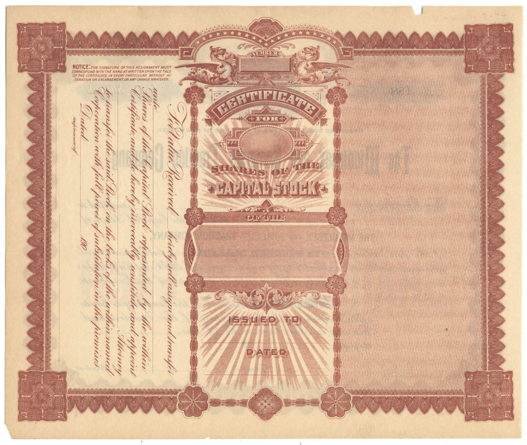 Middlesex and Somerset Traction Company Stock Certificate