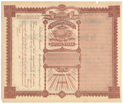 Middlesex and Somerset Traction Company Stock Certificate