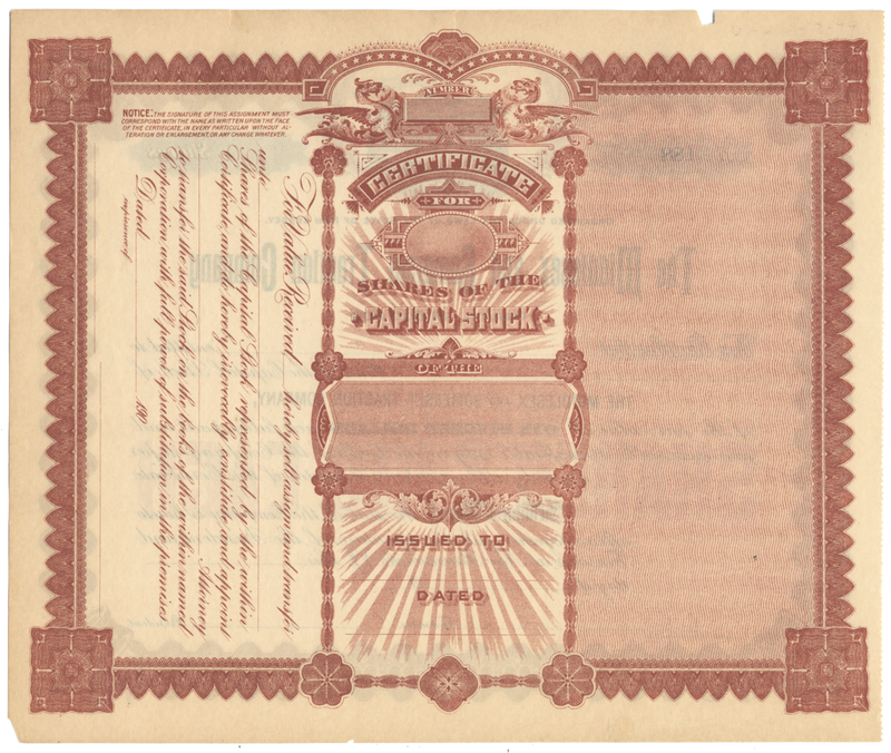 Middlesex and Somerset Traction Company Stock Certificate