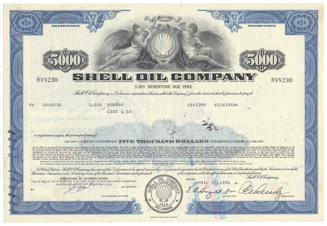 Shell Oil Company Bond Certificate