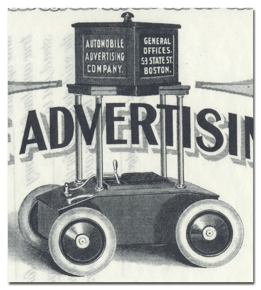 Automobile Advertising Company Stock Certificate