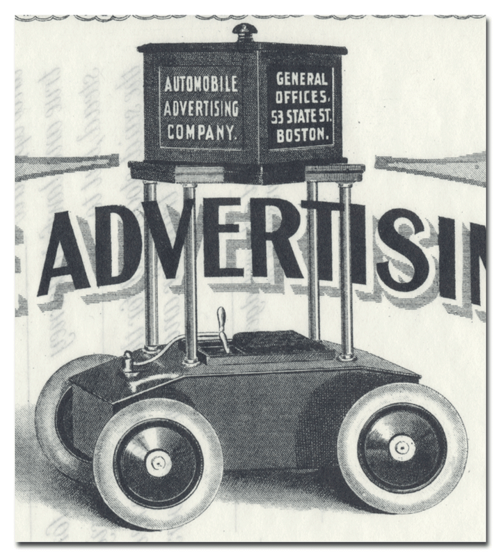 Automobile Advertising Company Stock Certificate