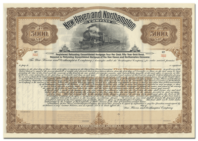 New Haven and Northampton Company Bond Certificate