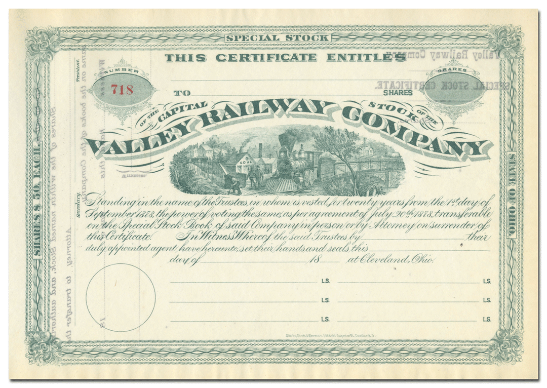 Valley Railway Company Stock Certificate