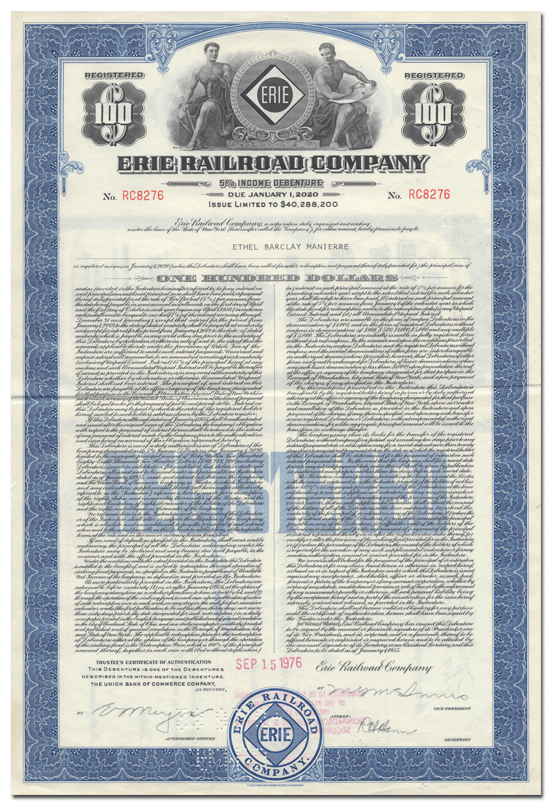 1886 J. P. Morgan Signed New Jersey Junction Railroad Bond