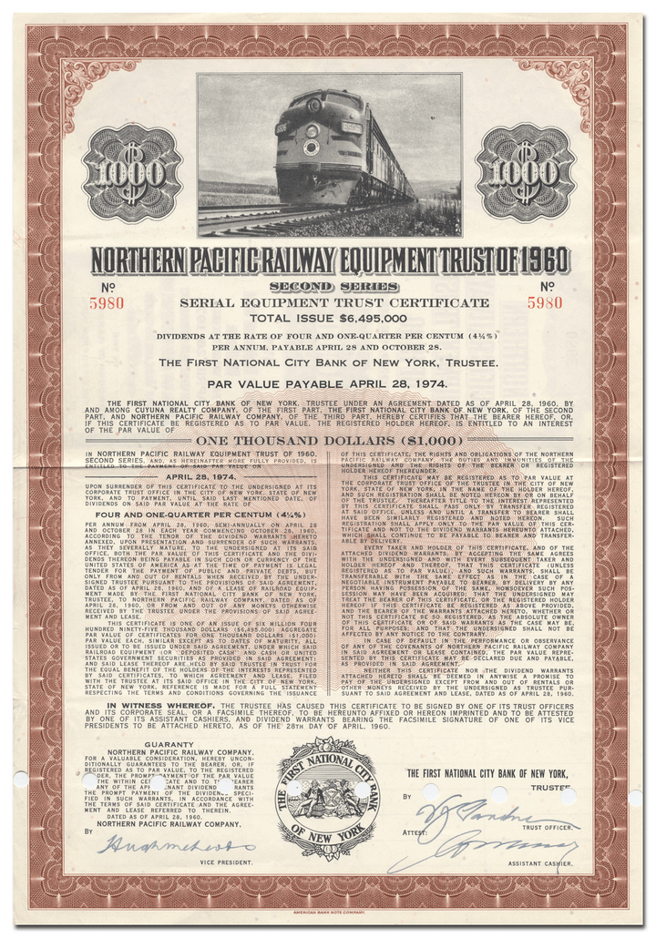 Northern Pacific Railway Company Bond Certificate