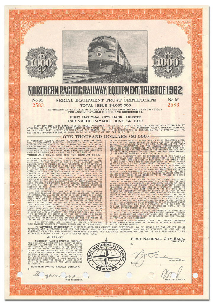 Northern Pacific Railway Company Bond Certificate