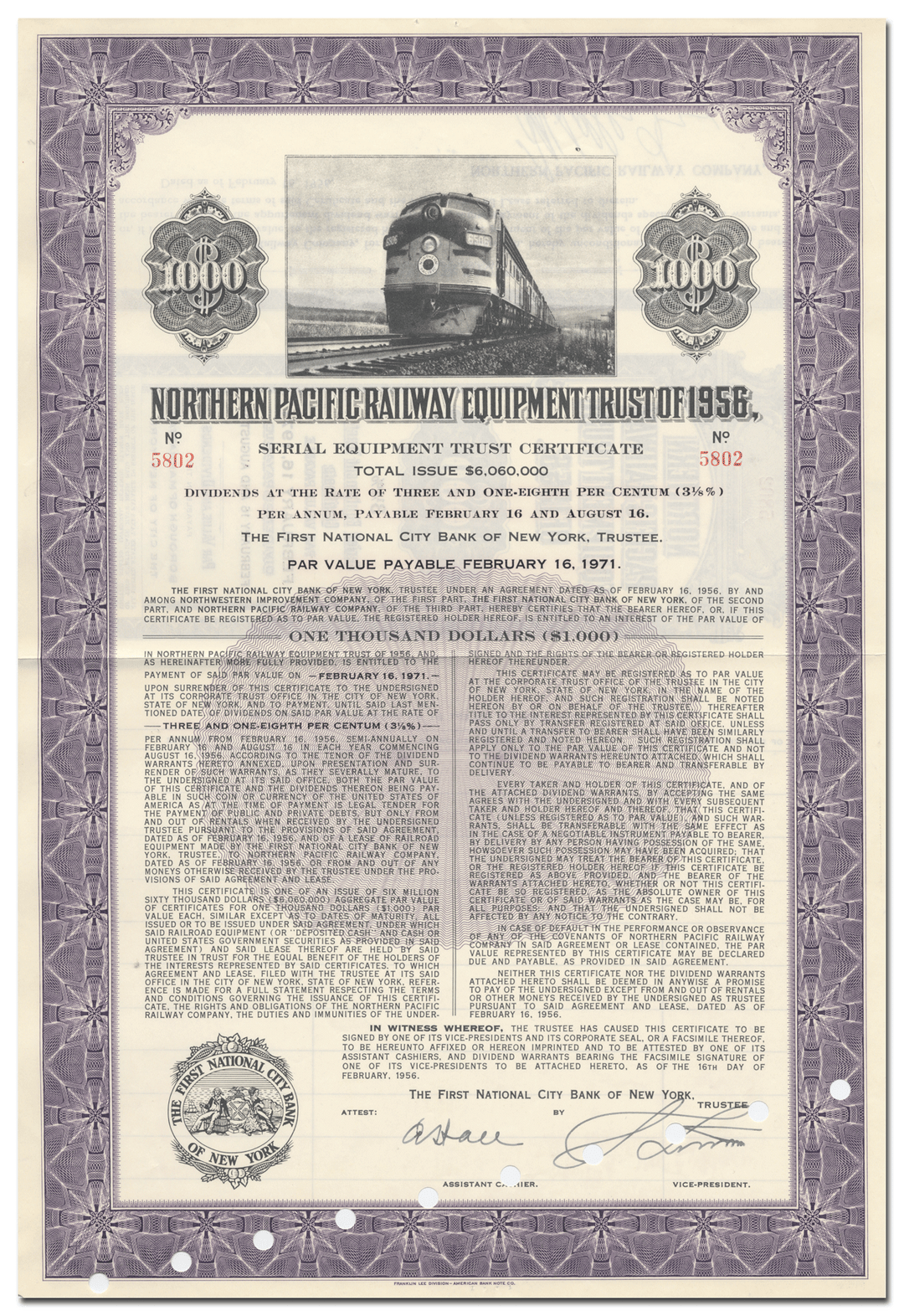 Northern Pacific Railway Company Bond Certificate