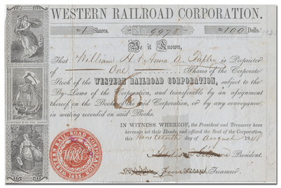 Western Railroad Corporation Stock Certificate