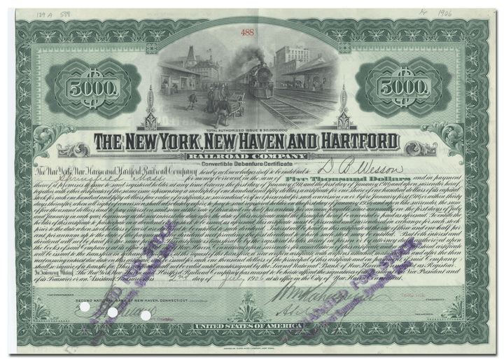 New York, New Haven and Hartford Railroad Company Bond Certificate