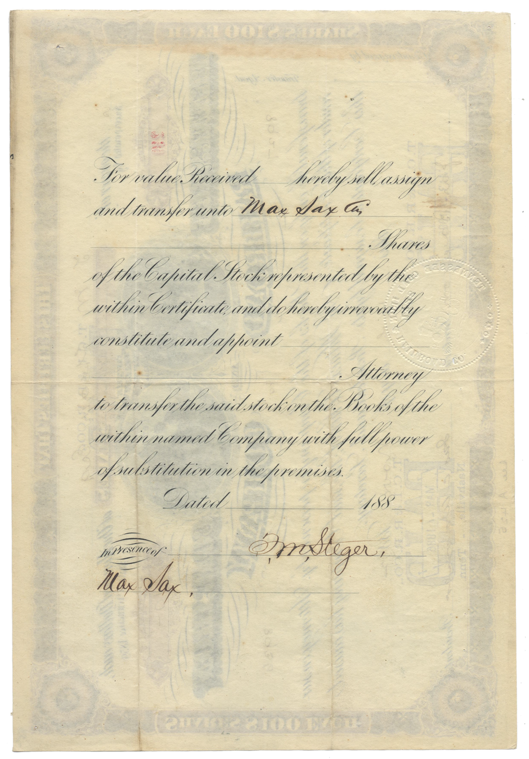 Tennessee Coal, Iron and Railroad Company Stock Certificate