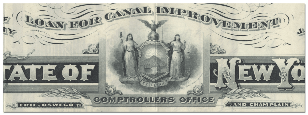 State of New York Canal Improvement Bond Certificate