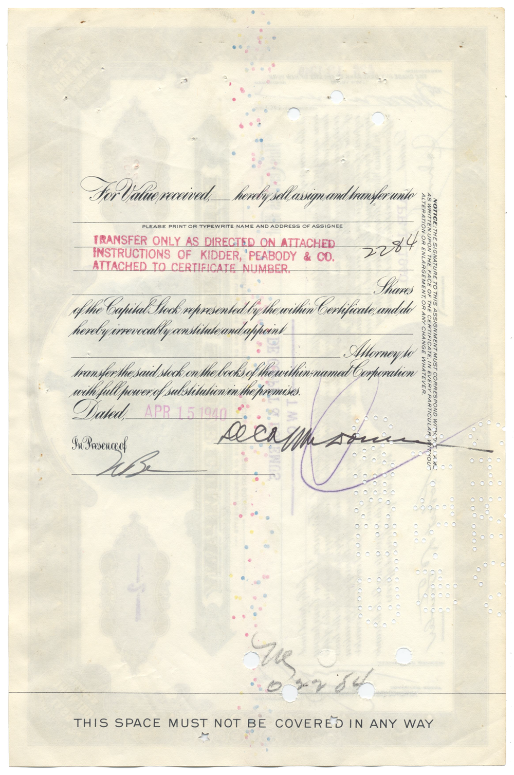 Florence Stove Company Stock Certificate