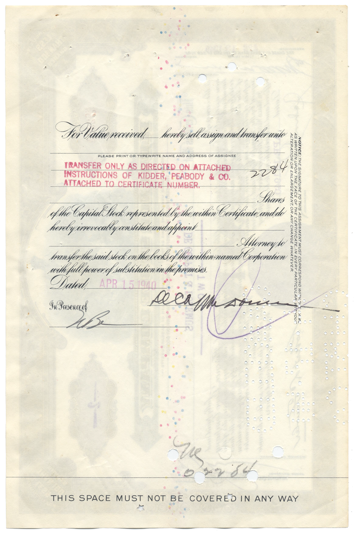 Florence Stove Company Stock Certificate