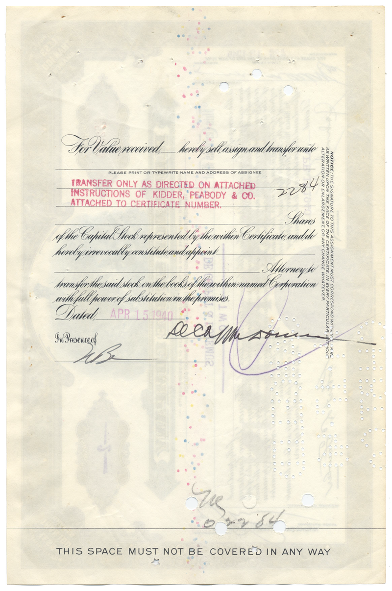 Florence Stove Company Stock Certificate