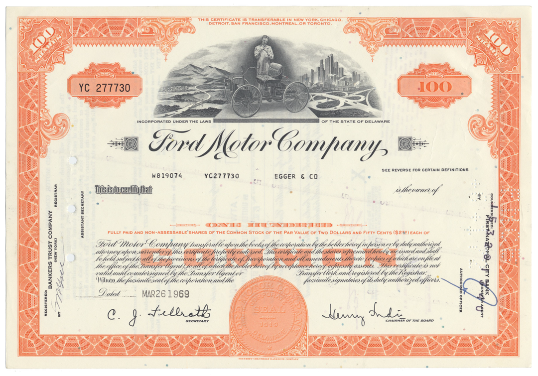 Ford Motor Company Stock Certificate