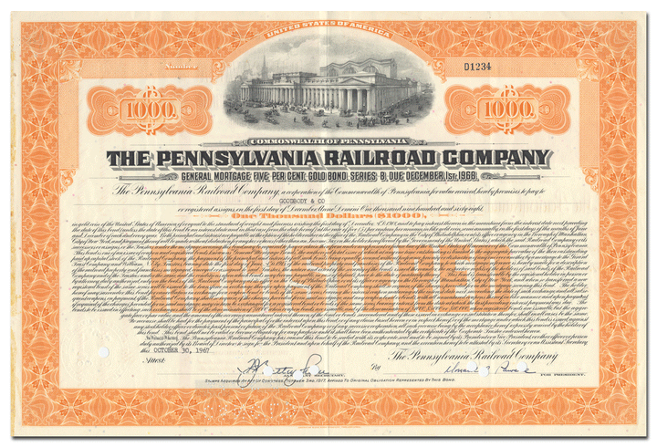 Pennsylvania Railroad Company Bond Certificate