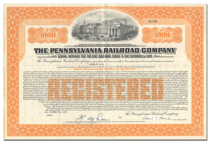 Pennsylvania Railroad Company Bond Certificate