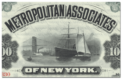Metropolitan Associates of New York Bond Certificate