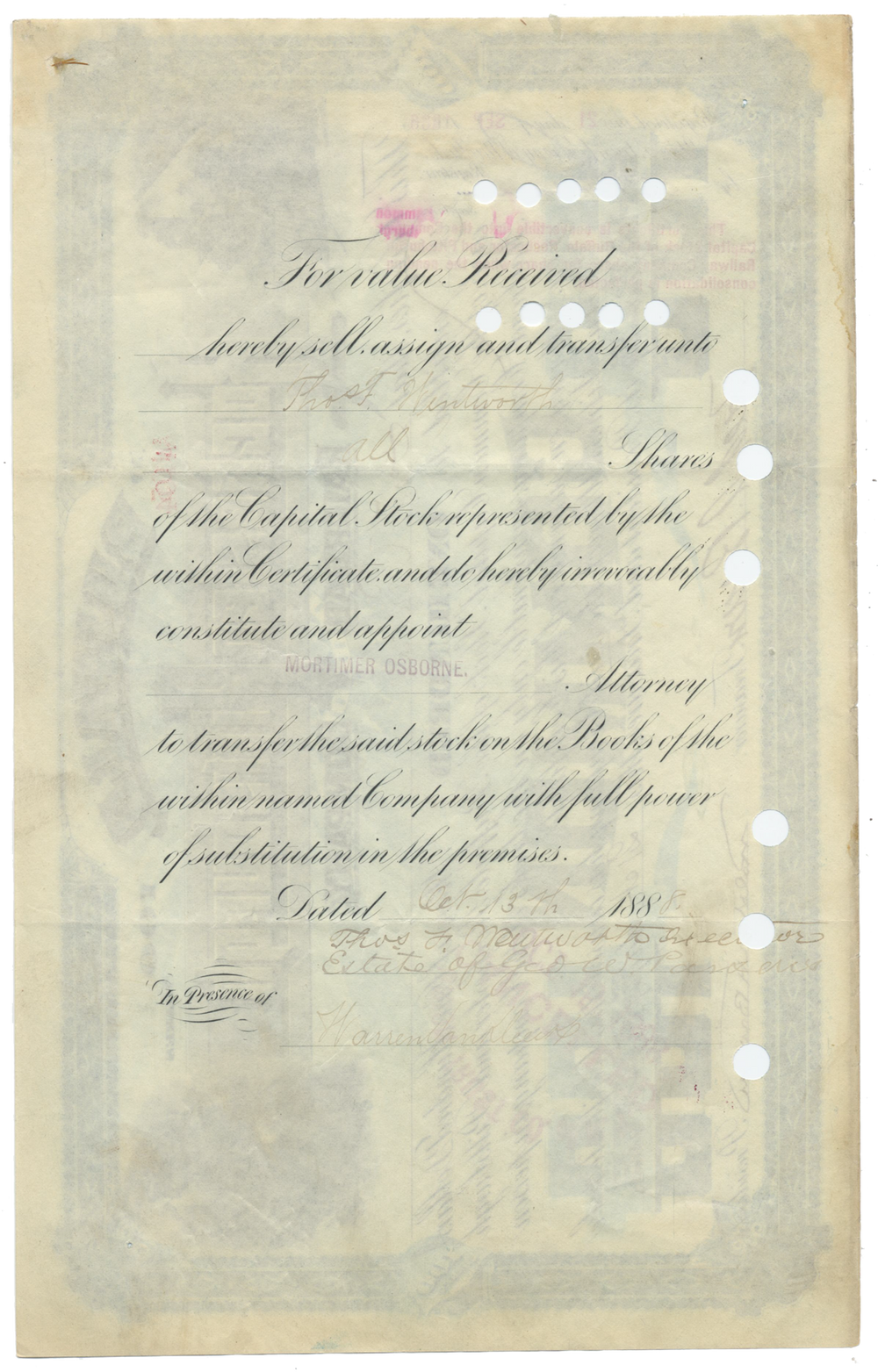 Buffalo, Rochester and Pittsburgh Railroad Company Stock Certificate