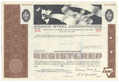 Armco Steel Corporation Bond Certificate