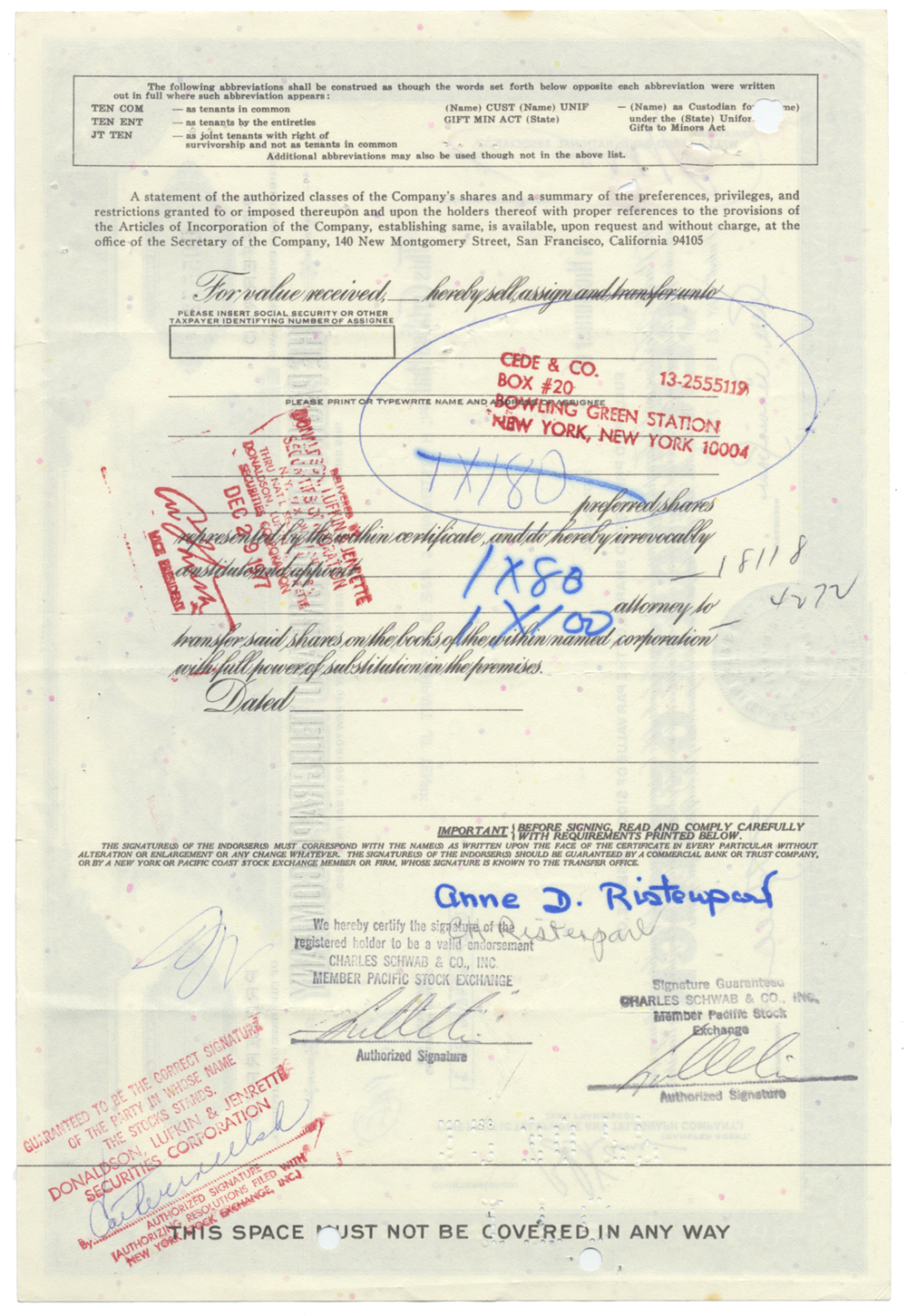 Pacific Telephone and Telegraph Company Stock Certificate