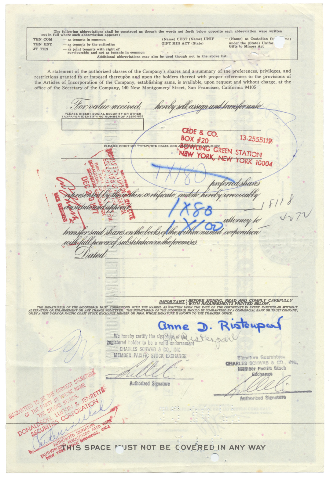 Pacific Telephone and Telegraph Company Stock Certificate